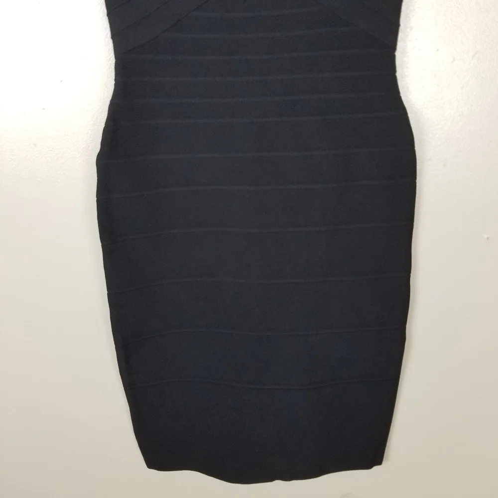 HERVE LEGER Y2K Sweetheart Neck Black Bandage Mini Bodycon Dress Sleeveless S - Picture 3 of 11